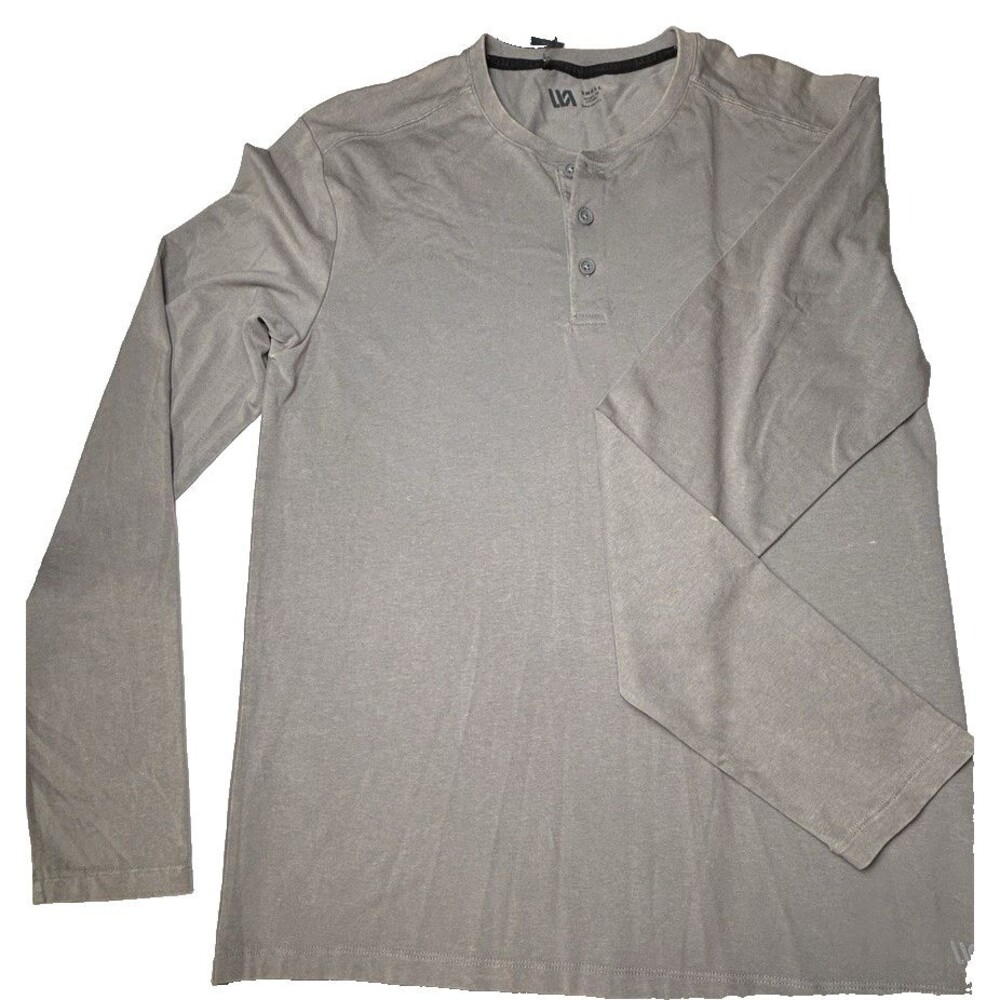 Men's Long Sleeve Essential Henley Silver Size Small by VRST
